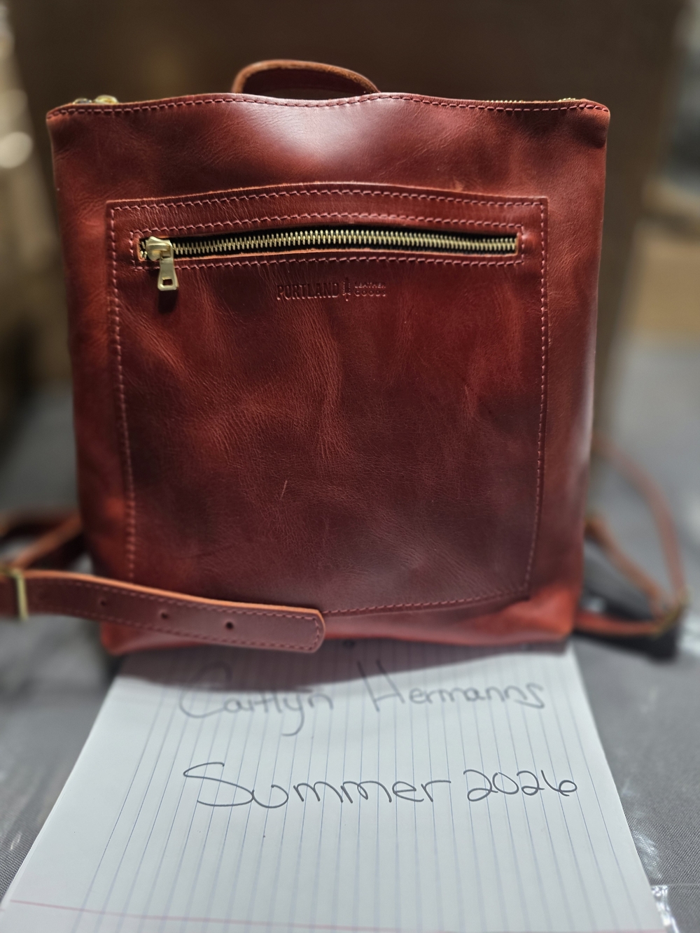 Portland Leather Unicorn Classic Tote Backpack In Rosso